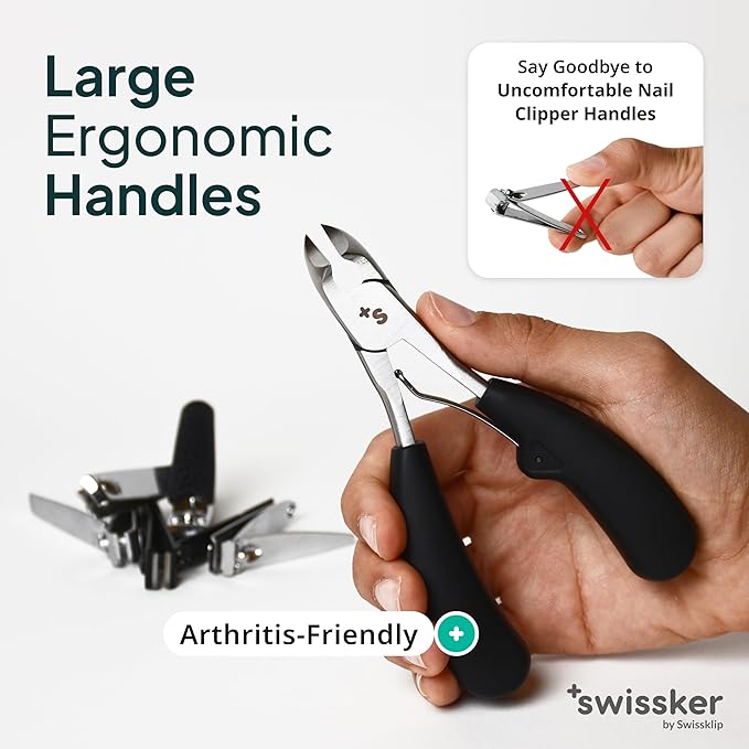 Swissker by Swissklip Toenail Clippers I Heavy Duty Toe Nail Clippers I Toenail Clippers for Thick Nails I Toenail Scissors I Heavy Duty Nail Clippers for Thick Nail (Pack of 3)