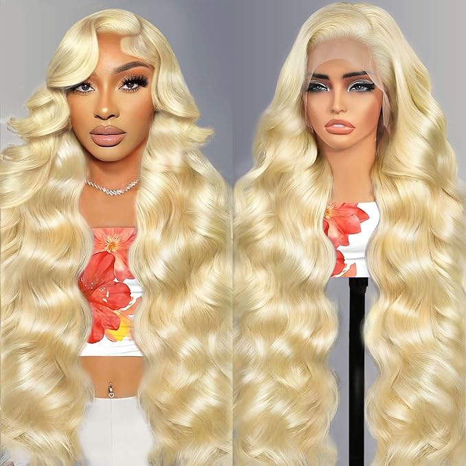 32 Inch 613 Lace Front Wig Human Hair 210 Density Blonde Wig Human Hair 613 HD Lace Frontal Wig 13x6 Body Wave Lace Front Wigs Human Hair Pre Plucked Glueless Wigs for Women