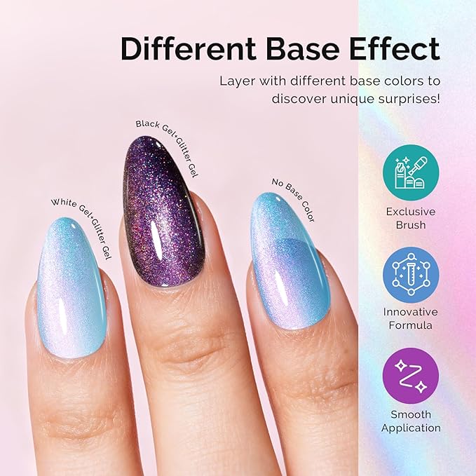 MelodySusie Blue Aurora Shimmer Gel Nail Polish,Sparkle 0.5 Fl Oz Soak Off UV LED Holographic Blue Glitter Gel Polish Gift for Women Nail Art Manicure Salon DIY Nail Design Decoration at Home-G2103