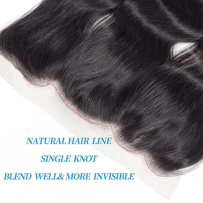Body Wave Frontal 13 x 4 HD Transparent Lace Frontals With Bangs Baby Hair 100% Remy Human Hair Natural Color (13 x 4 Lace Frontal, 10 Inch)