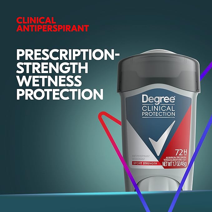 Degree Men Antiperspirant Deodorant Sport Strength,72-Hour Sweat & Odor Protection Prescription-Strength Antiperspirant For Men with MotionSense Technology, 1.7 oz (Pack of 2)