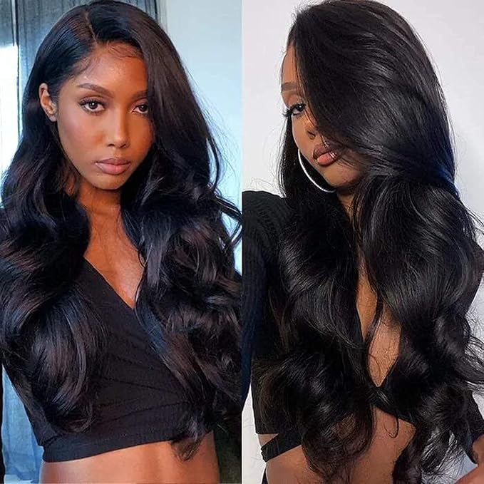 UNice Hair Icenu Series Brazilian Body Wave 3 Bundles with Free Part Lace Closure, Unprocessed Virgin Human Hair Wefts Extensions Natural Black Color (16 18 20+14Closure)