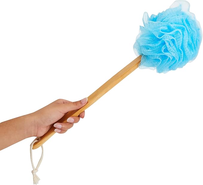 Juvale Loofah Back Scrubber for Shower - 4 Pack, Assorted Colors, 16 in - Loofah with Handle - Body Scrubber & Shower Brush with Long Handle