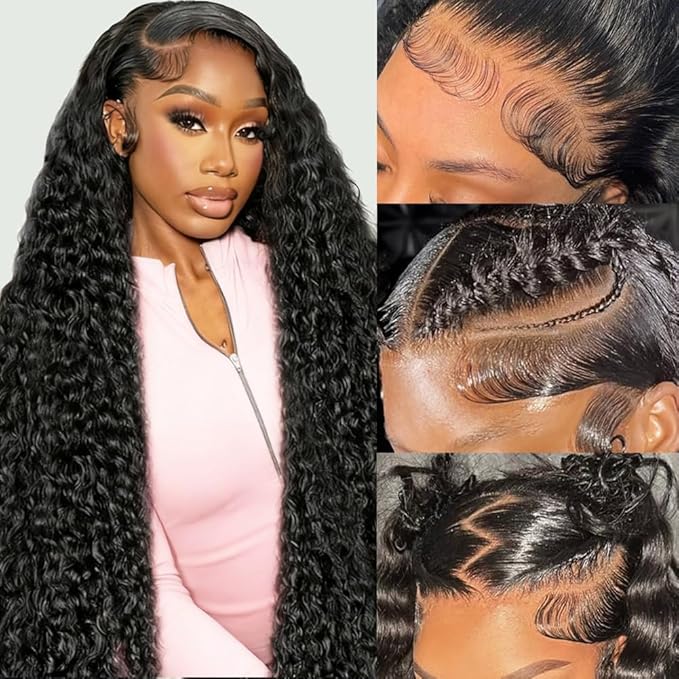 13x6 Deep Wave Lace Front Wigs Human Hair 200 Density 13x6 HD Lace Front Wigs Human Hair Wigs for Women Glueless Wigs Human Hair Deep Curly Wig Pre Plucked 28 Inch