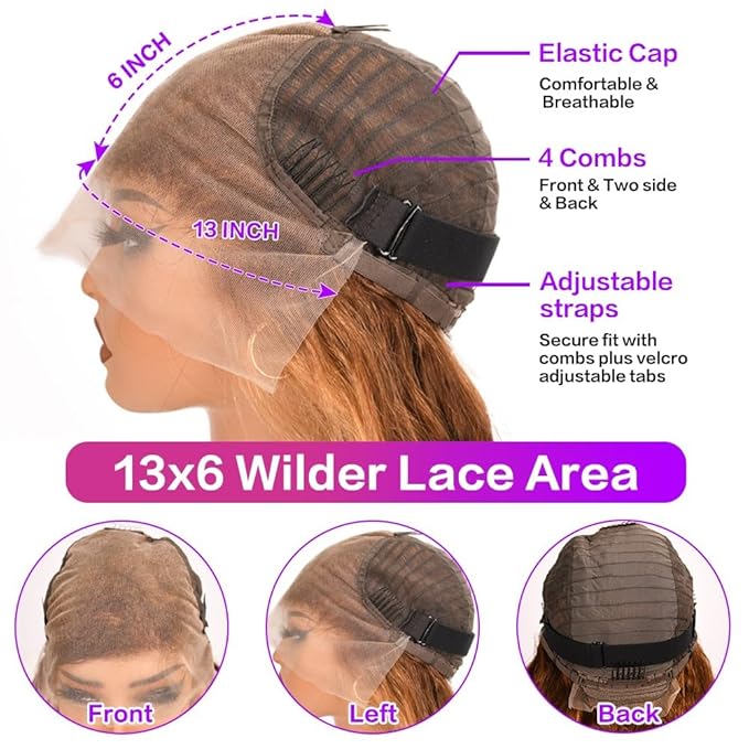 36 Inch Honey Blonde Wig Human Hair 13x6 HD Transparent Ombre Lace Front Wig Human Hair 4/27 Deep Wave Wig Glueless Curly Wigs for Women
