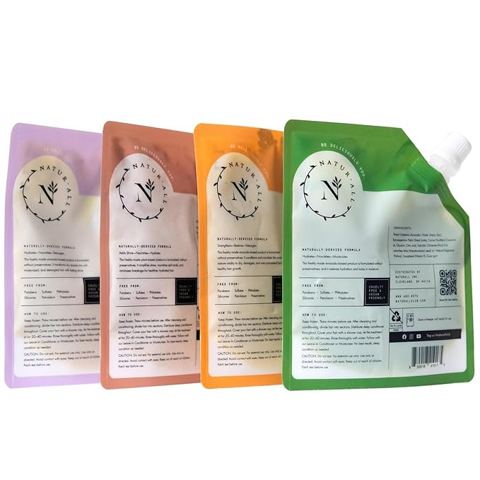 NaturAll Fresh Froze Hair Treatment-Deep Conditioner for Dry Damaged Hair–for All Hair Types-Deep Conditioning Hair Mask, Nourishing Formula for Soft & Moisturized Hair–Bundle of 4 (4 Oz. Each)