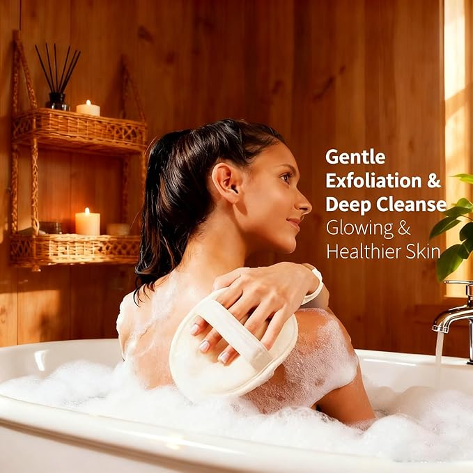 2 Pack Natural Loofah Sponge - Exfoliating Body Scrubber for Shower & Bath, Biodegradable & Gentle for Face Body Women Men