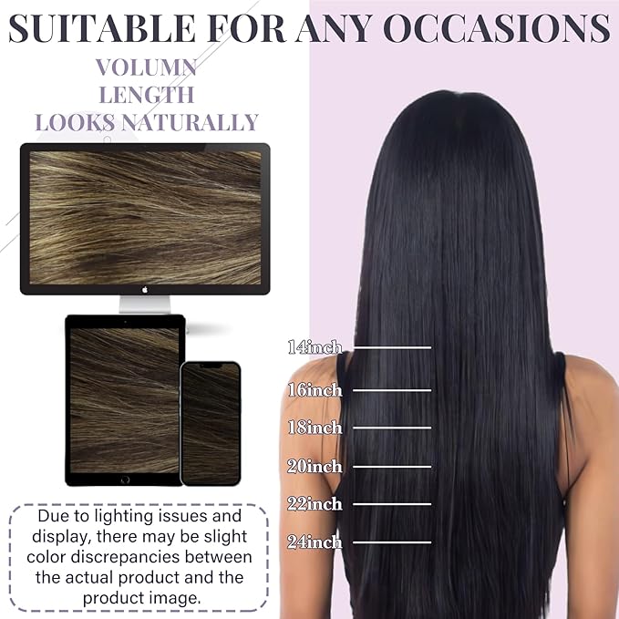 Fshine Genius Weft Hair Extensions Brown Balayage Human Hair 18 inch Sew in Dark Brown to Light Brown and Medium Brown Genius Weft Full Head 50 Grams