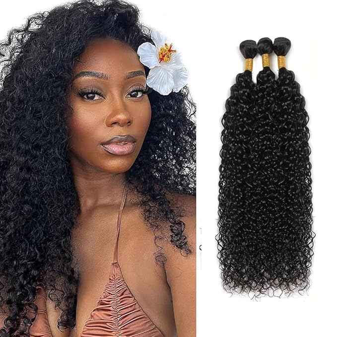 Kinky Curly Bundles Wet and Wavy Bundles Human Hair Curly Bundle 20 22 24 inch Brazilian Remy Natural Black Color 150g