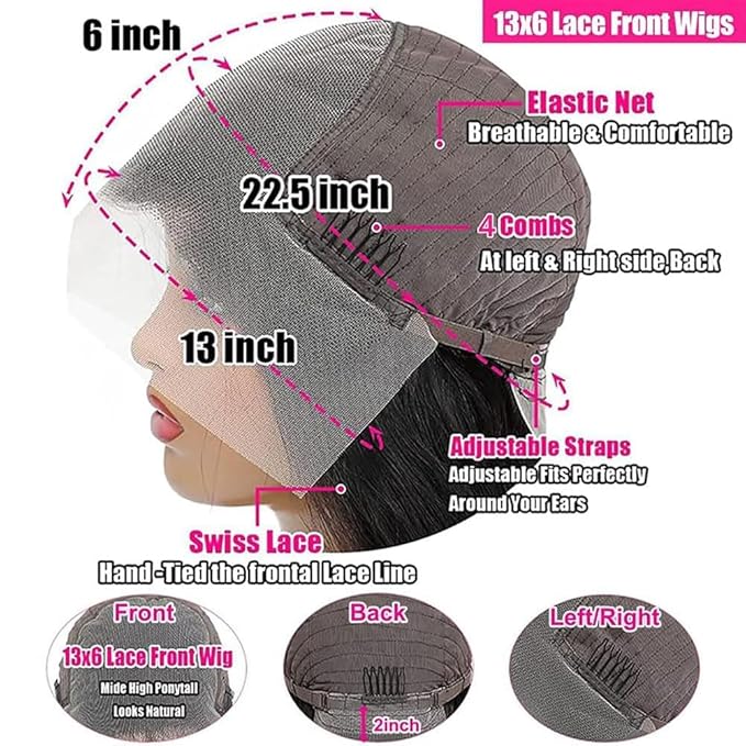 32 Inch Deep Wave Lace Front Wigs Human Hair 200 Density 13x6 HD Transparent Lace Front Wigs Human Hair Pre Plcked Curly Human Hair Wig for Women Deep Wave Frontal Wigs Human Hair