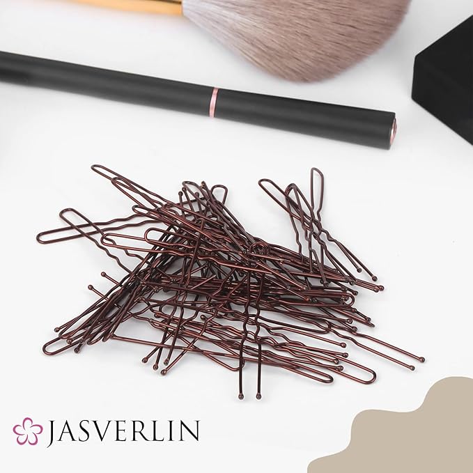 U Shaped Bobby Pins Hair Brown, Bun Hair Pins for Women Styling Long Large Metal Updo Ballet Dance Accessories 2.4 in