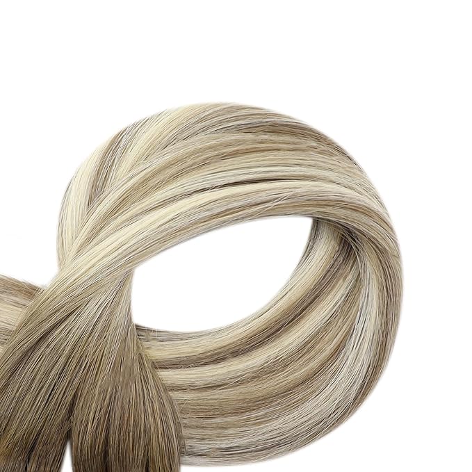 Full Shine Virgin Tape in Extensions 12Inch Color 8/8/613 Remy Invisible Tape in Hair Extension Double Sided Seamless Skin Weft Real Human Hair Straight 20 PCS 30 Gram for Woman Add Volume Natural