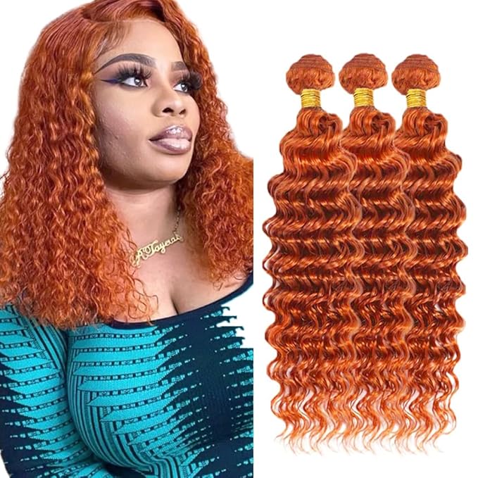 Ginger Bundles Human Hair Ginger Bundles 350 Human Hair Bundle 14 16 18 inch #350 Deep Wave Bundle 150g