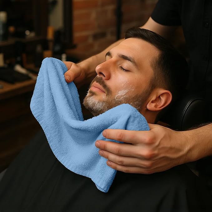 RIVERSIDE Pack of 24 Salon Towels Set – 16 x 26 Inches, 100% Ring Spun Cotton Highly Absorbent and Quick Dry Towels for Salon, Hand, Barber, Gym, Home & Hair Care, Blue