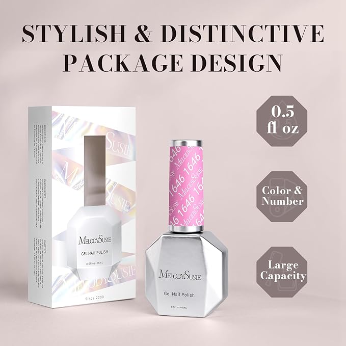 MelodySusie Light Pink Gel Nail Polish,0.5fl oz Nails Soak Off UV LED Bright Pink Gel Polish Gift for Women Nail Art Manicure Salon DIY Nail Design Decoration at Home-1646