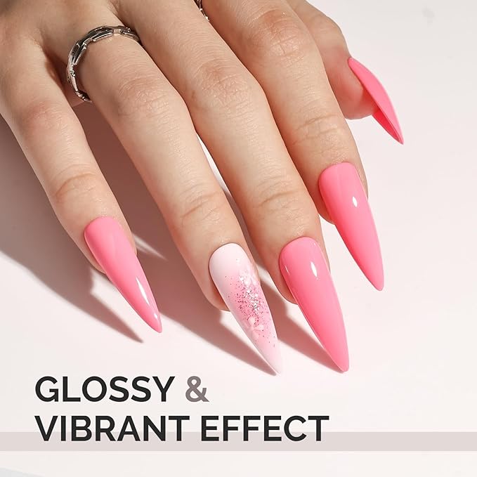 MelodySusie 0.5fl oz Bright Pink Gel Nail Polish, Nails Soak Off UV LED Light Pink Gel Polish Gift for Women Nail Art Manicure Salon DIY Nail Design Decoration at Home-A2615