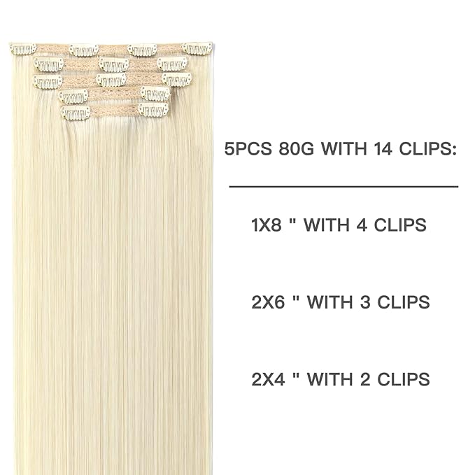 blonde clip in extensions human hair 12 Inch 80g 5pcs Platinum Blonde Remy Clip in Hair Extensions Double Weft Clip in Hair Extensions Real Human Hair