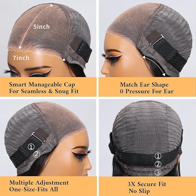 Julia Hair 12A Bye Bye Knots Glueless Wig Water Wave 7x5 Pre Cut HD Lace Closure Wigs Human Hair Wear and Go Pre Plucked for Beginners Wet Wavy Lace Front Wigs Brazilian Hair Natural 22 Inch