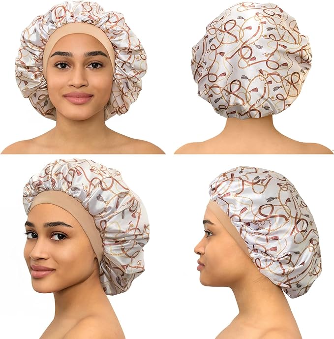 CAPLORD Double Sided Satin Bonnet for Sleeping - Adjustable Silk Sleep Cap for Women and Men