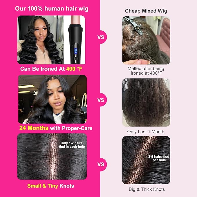 250% Density 6x4 Wear and Go Wig, 100% Human Hair, [2-year life, 250g], Body Wave Glueless Closure Wigs Human Hair Pre Plucked Pre Cut Middle Part, 26 Inch