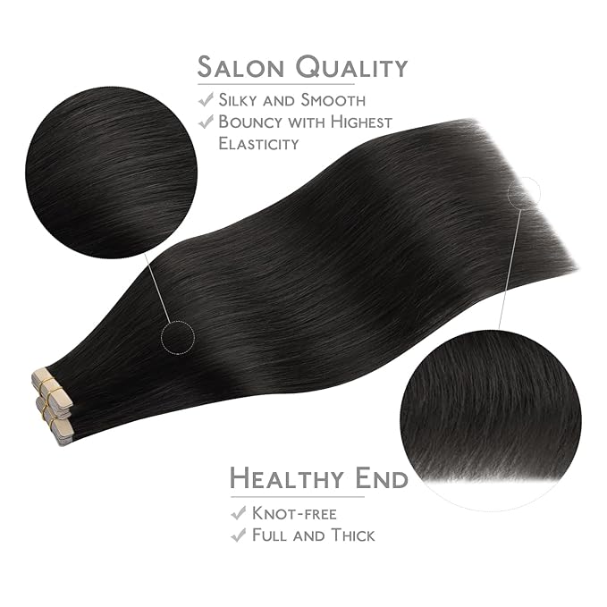 Wennalife Tape in Hair Extensions Human Hair,40pcs 100g 18 inch Natural Black Hair Extensions Real Human Hair Straight Tape in Extensions Invisible Human Hair Extensions Reusable Real Hair Extensions