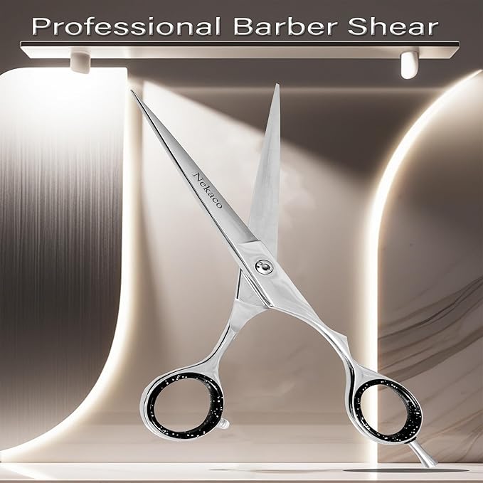Professional 6.5 Inch Silver Stainless Steel Hair Cutting Scissors, Hair Shears for Barber Salon & Home