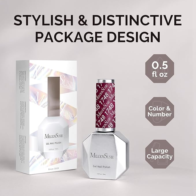MelodySusie Purple Glitter Gel Nail Polish,0.5fl oz Soak Off UV LED Dark Purple Sparkle Glitter Gel Polish Gift for Women Nail Art Manicure Salon DIY Nail Design Decoration at Home-1748