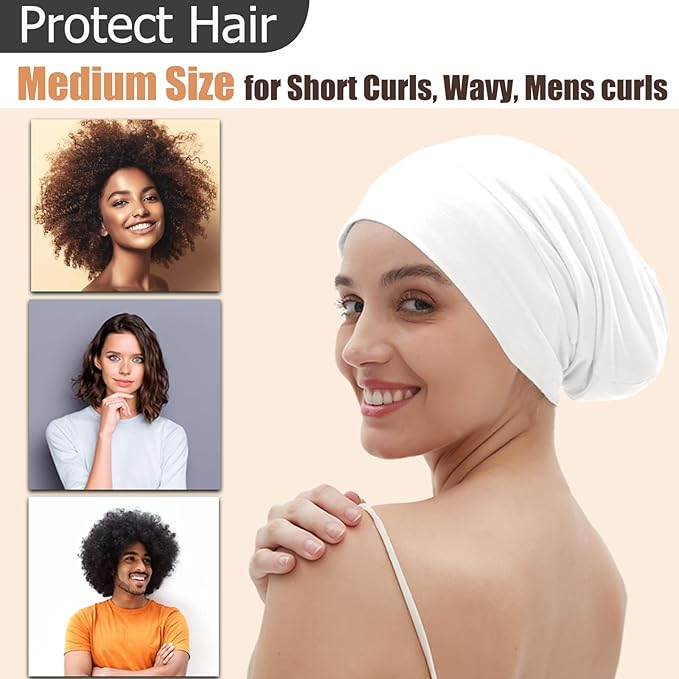 Sleep Cap Bonnet for Sleeping, Adjustable Cooling Ice Silk Lined Hair Bonnets for Natural Curly Braids Beanie Hat Women Men