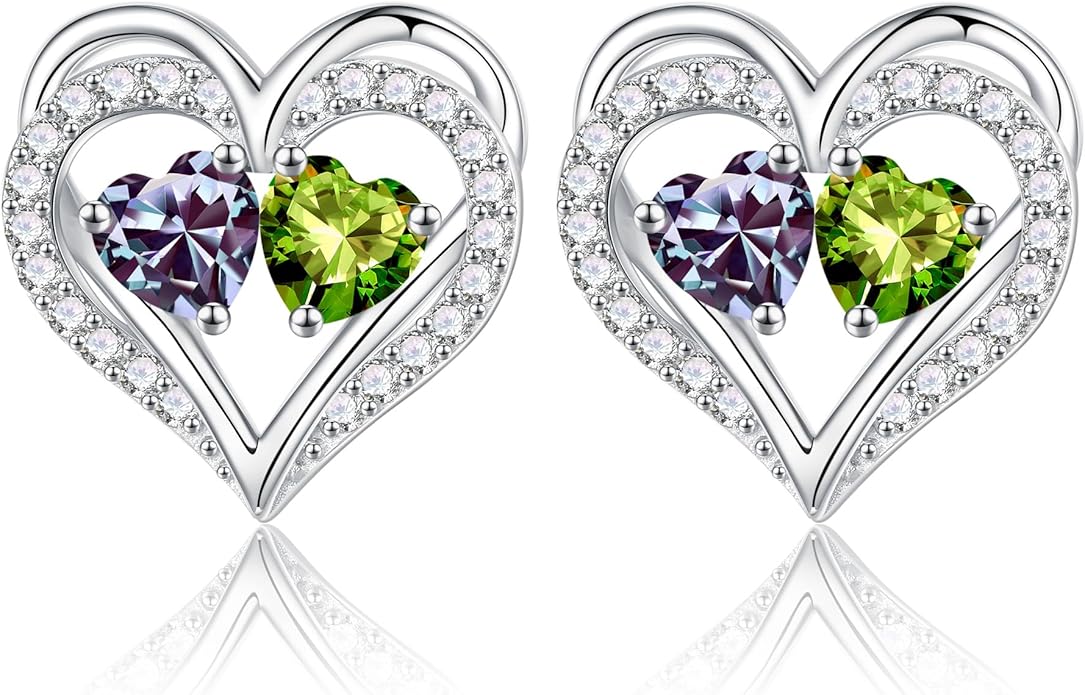 Iefil Christmas Gifts for Women Wife - 925 Sterling Silver Birthstone Earrings, Anniversary Birthday Gifts for Women Wife Girlfriend Mom
