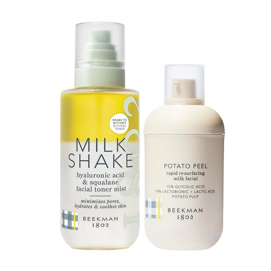 Beekman 1802 Peel & Shake Holiday Skincare Set with Milk Shake Facial Spray & Potato Peel Resurfacing Mask