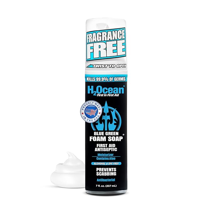 H2Ocean Blue Green Foam Soap - Tattoo Foam Soap for Tattoo Aftercare - Tattoo Care with Aloe Vera - Tattoo Moisturizer Soap - 7 oz