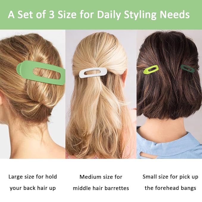 Large Duck Billed Hair Clips, Ahoney 12 Pack Alligator Clips for Thin & Thick Hair - 3 Sizes Lay Down Banana Clips, Hair Styling Accessories for Women Girls (Green)
