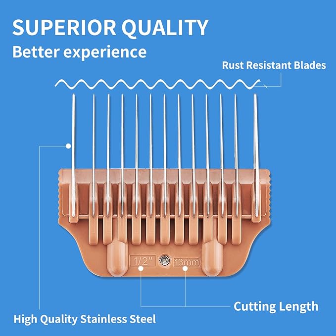 3-Piece Pet Grooming Clipper Attachment Guard Comb;10mm-16mm, for Wide A5 Blades, Compatible with Andis, Conair, Wahl, Laube, Thrive, Bucchelli, or other A5 Series, Only Fit for 10W/15W/30W Wide Blade
