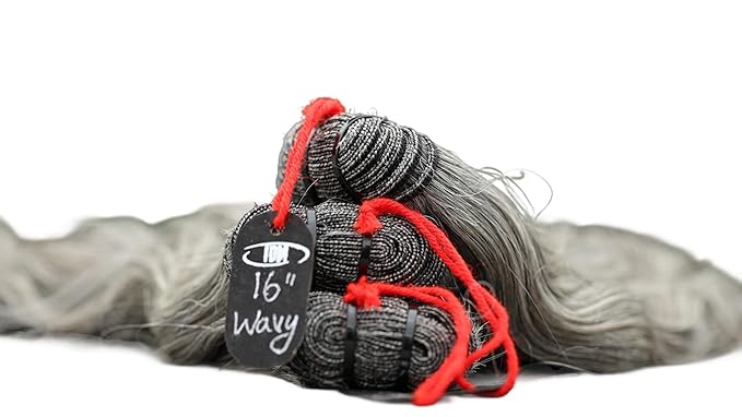 16” Wavy Salt & Pepper/Natural Gray 3 bundles. Its 100% Natural Indian Virgin Raw Hair Extensions .Natural color unprocessed and not treated with any kind of chemicals