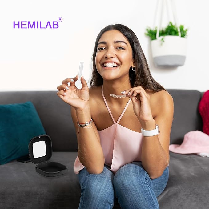 HEMILAB® Retainer Case, Slim Aligner Case with Vent Holes, Compatible with Invisalign, Mouth Guard Box with Retainer Removal Tool, Black