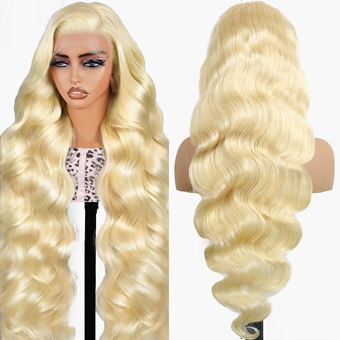 613 Lace Front Wig Human Hair 13x6 Blonde Wig Human Hair 613 Body Wave HD Lace Frontal Wigs Human Hair Pre Plucked Blonde Lace Front Wigs for Women (34 inch)
