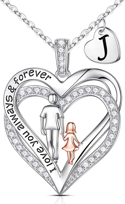 Iefil To My Daughter Necklace, Daughter Gifts, Sterling Silver Heart Initial Necklaces for Women