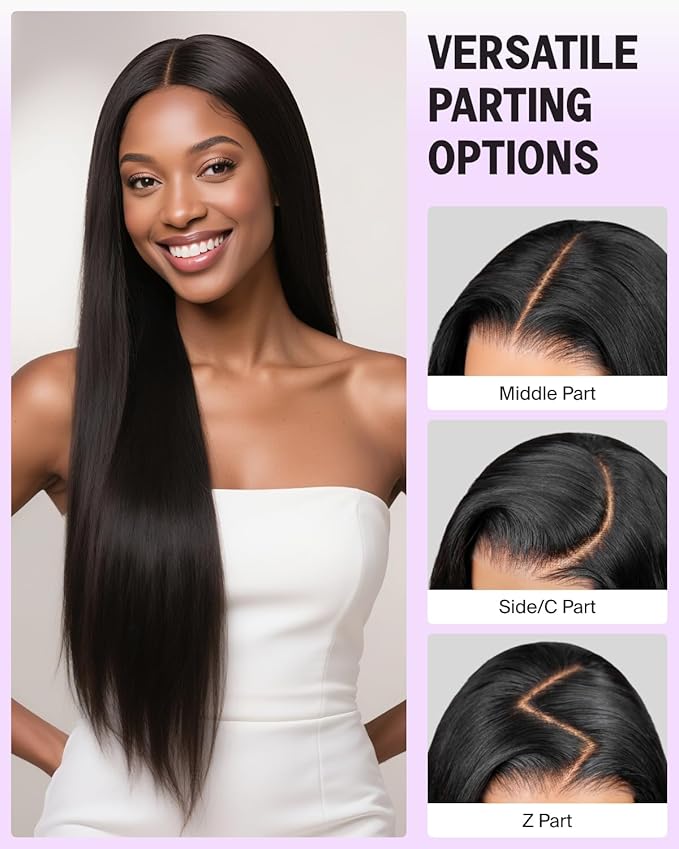 Glueless Wear and Go Lace Front Wig - 22 Inch Straight Human Hair Wig with 6x5 Pre Plucked HD Lace & Bleached Knots