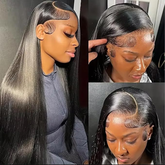 30 Inch Lace Front Wig Human Hair 210 Density 13x6 Straight Wigs with Baby Hair 12A Pre Plucked Brazilian Wig HD Transparent Lace Frontal Wigs for Black Women
