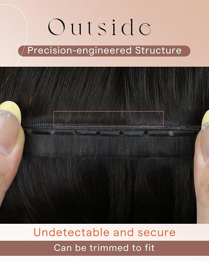 Sunny Hair Double Layered Weft Hair Extensions with Bead 18 Inch Butterfly Genius Weft Hair Extensions Human Hair Darkest Brown Balayage Medium Brown Dual-Use Breathable 100G