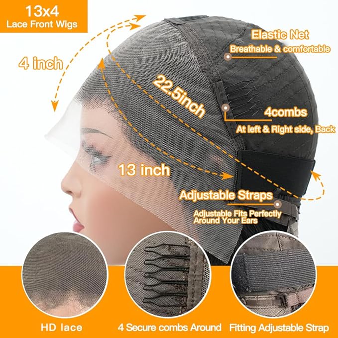 28 Inch Lace Front Wigs Human Hair 200 Density Body Wave Lace Front Wigs Human Hair Pre Plucked 13x4 HD Lace Frontal Glueless Wig for Women