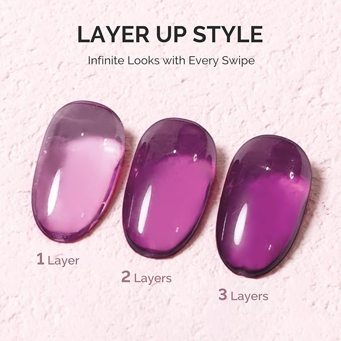 MelodySusie Jelly Purple Gel Polish, 0.5Fl.oz Jeweliver Jelly Gel Nail Polish Translucent Purple Deep Color Sheer Nails Soak Off UV LED Light Cure Gift for Women Nail Art Manicure JIG28