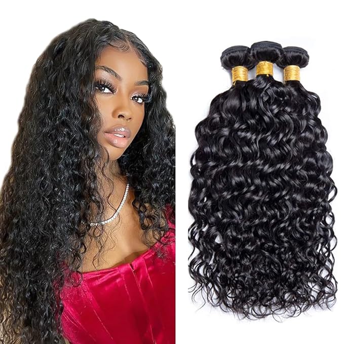 Water Wave Bundles Human Hair 24 26 28 Inch Unprocessed Brazilian Virgin Hair Water Wave Weave Bundle Real Natural Black Human Hair Extensions 150g
