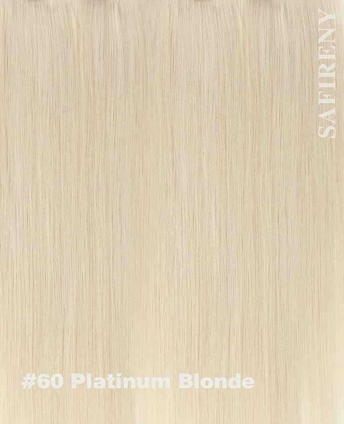 Clip In Hair Extensions Real Human Hair, Platinum Blonde 18inch 160g 7pcs Real Human Hair for Women (#60-18inch)