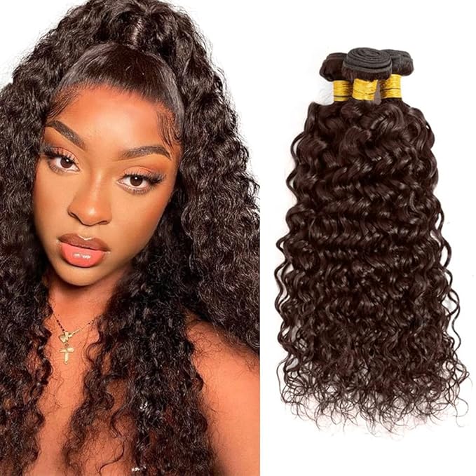 22 24 26 inch Dark Brown Bundles Human Hair #4 Water Wave Bundle Chocolate Brown Human Hair Bundles #4 Wet and Wavy Bundle