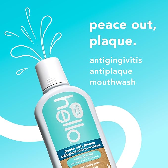 hello Antiplaque Fluoride Free Whitening Toothpaste and Peace Out Plaque Alcohol Free Mouthwash Pack, Includes Two 4.7 Oz Whitening Toothpastes and One 16 Fl Oz Fluoride Free Mouthwash