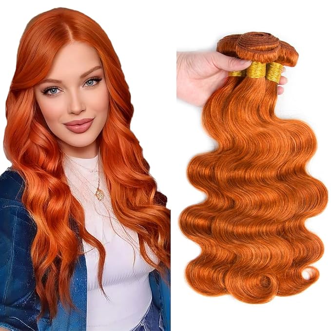 24 26 28 inch WuvuSnm 350 Human Hair Bundles Ginger Body Wave Bundles Orange Body Wave Bundle