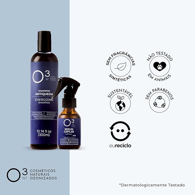 Energizing Shampoo + Hair Serum Kit - High-Performance Natural Hair Treatment - Ozone Therapy - Strengthening & Toning for Healthy Hair - Shampoo 10.14 Fl Oz Serum 2.03 Fl Oz