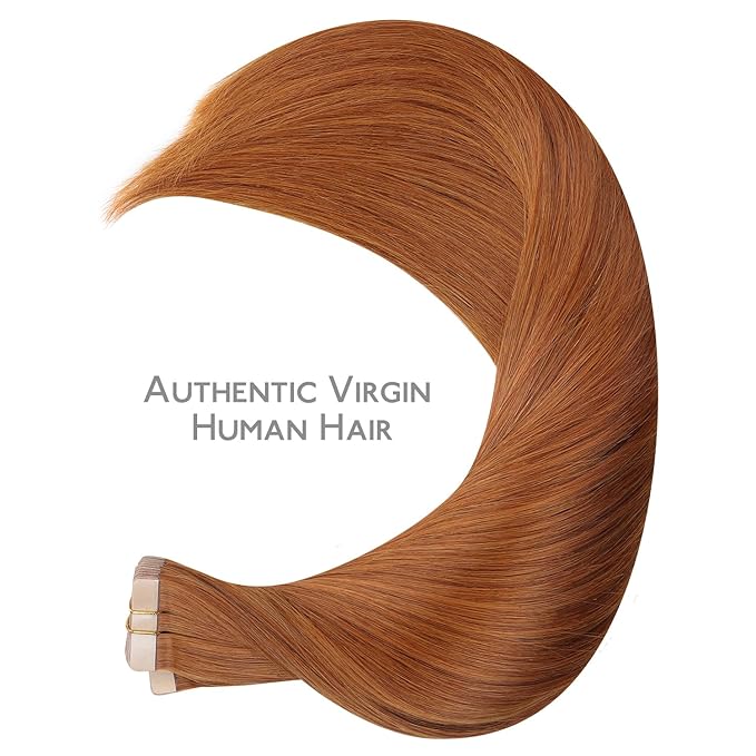 WENNALIFE Tape in Hair Extensions Human Hair, 40pcs 100g 14 inch Dirty Ginger Hair Extensions Real Human Hair Straight Tape in Extensions Invisible Human Hair Extensions Reusable Real Hair Extensions