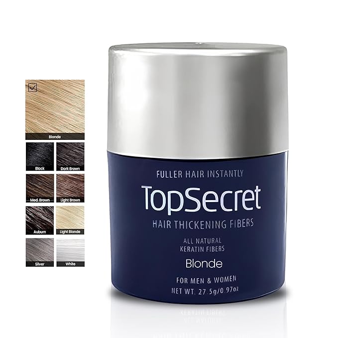 Top Secret Hair Thickening Building Fibers Refills - Undetectable & Natural Hair Filler - for Men & Women - Instantly Fill In Fine Thinning Hair - Weather & Sweat Resistant (Blonde, Travel)
